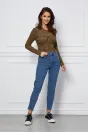 Bluza Lora scurta kaki cu model, 4, dyfashion.ro