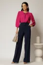 Bluza magenta cu guler rotund si snur la gat, 3, dyfashion.ro