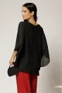 Bluza neagra cu fir lurex discret din voal cu volane suprapuse, 2, dyfashion.ro
