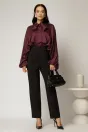 Camasa mov din tencel cu maneca ampla si guler tip esarfa, 3, dyfashion.ro