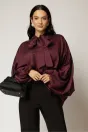 Camasa mov din tencel cu maneca ampla si guler tip esarfa, 1, dyfashion.ro