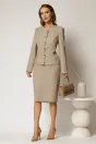 Compleu dama bej format din sacou cambrat si fusta conica, 3, dyfashion.ro