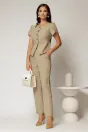 Compleu DY Fashion bej format din sacou cu nasturi si pantaloni, 1, dyfashion.ro