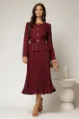 Compleu magenta format din fusta plisata si sacou cu lantisor decorativ, 3, dyfashion.ro