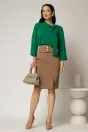 Fusta conica bej cu nasturi pe talie si design inedit, 3, dyfashion.ro