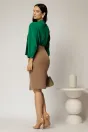 Fusta conica bej cu nasturi pe talie si design inedit, 2, dyfashion.ro