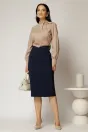 Fusta midi bleumarin office cu nasturi pe talie, 3, dyfashion.ro
