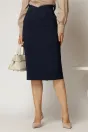 Fusta midi bleumarin office cu nasturi pe talie, 1, dyfashion.ro