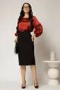 Fusta midi neagra office cu nasturi pe talie, 3, dyfashion.ro