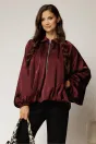 Geaca tip bomber satinata bordo cu croi lejer, 1, dyfashion.ro