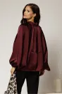 Geaca tip bomber satinata bordo cu croi lejer, 2, dyfashion.ro