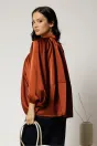 Geaca tip bomber satinata caramizie cu croi lejer, 2, dyfashion.ro