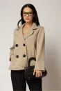 Jacheta bej tip sacou din material gofrat si inchidere cu nasturi, 1, dyfashion.ro