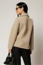 Jacheta bej tip sacou din material gofrat si inchidere cu nasturi, 2, dyfashion.ro