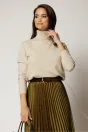 Maleta bej din tricot cu guler intors si croi lejer, 1, dyfashion.ro