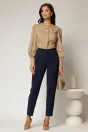 Pantaloni bleumarin cu croi conic si cusaturi, 3, dyfashion.ro