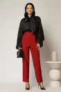 Pantaloni bordo conici cu nasturi decorativi pe talie, 3, dyfashion.ro