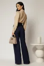 Pantaloni dama bleumarin cu croi drept si inchidere cu doi nasturi, 2, dyfashion.ro
