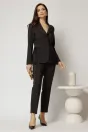 Pantaloni dama negri cu croi conic si inchidere cu fermoar si copca, 1, dyfashion.ro