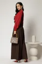 Pantaloni maro cu croi larg si elastic pe talie, 2, dyfashion.ro