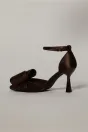 Pantofi eleganti maro din material satinat cu funda maxi stralucitoare, 3, dyfashion.ro