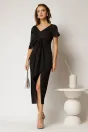 Rochie conica neagra cu funda eleganta supradimensionala, 3, dyfashion.ro