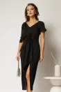 Rochie conica neagra cu funda eleganta supradimensionala, 1, dyfashion.ro