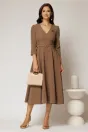 Rochie DY Fashion bej clos cu decolteu V si curea in talie, 3, dyfashion.ro