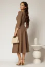Rochie DY Fashion bej clos cu decolteu V si curea in talie, 2, dyfashion.ro