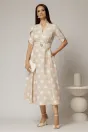 Rochie DY Fashion bej cu buline cu decolteu si maneci petrecute, 3, dyfashion.ro