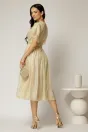 Rochie DY Fashion bej din voal creponat si insertii de dantela la bust, 2, dyfashion.ro