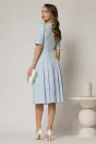 Rochie DY Fashion bleu cu decolteu cu guler ascutit si fusta plisata, 2, dyfashion.ro
