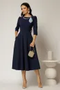 Rochie DY Fashion bleumarin clos cu lantisor si esarfa, 3, dyfashion.ro