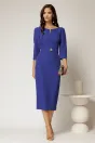 Rochie DY Fashion conica albastra cu decupaj la bust si accesoriu pe talie, 3, dyfashion.ro