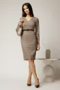 Rochie DY Fashion conica din stofa carou negru maro si curea in talie, 3, dyfashion.ro