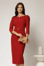 Rochie DY Fashion conica rosu inchis cu decupaj la bust si accesoriu pe talie, 1, dyfashion.ro