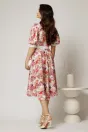 Rochie DY Fashion cu imprimeu floral corai si floare in talie, 2, dyfashion.ro
