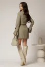 Rochie DY Fashion kaki cu maneci evazate si decolteu cu guler, 2, dyfashion.ro