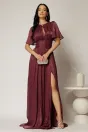 Rochie DY Fashion lunga mov pruna de seara din voal peliculizat, 1, dyfashion.ro
