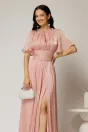Rochie DY Fashion lunga roz de seara din voal peliculizat, 3, dyfashion.ro