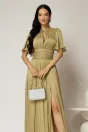 Rochie DY Fashion lunga verde lime de seara din voal peliculizat, 3, dyfashion.ro