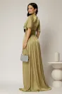 Rochie DY Fashion lunga verde lime de seara din voal peliculizat, 2, dyfashion.ro