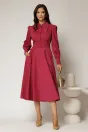 Rochie DY Fashion magenta din poplin cu guler dublu si curea in talie, 3, dyfashion.ro