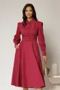 Rochie DY Fashion magenta din poplin cu guler dublu si curea in talie, 1, dyfashion.ro