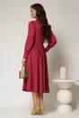 Rochie DY Fashion magenta din poplin cu guler dublu si curea in talie, 2, dyfashion.ro