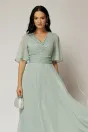 Rochie DY Fashion midi bleu din voal cu fir lurex, 3, dyfashion.ro