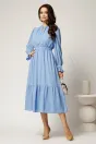 Rochie DY Fashion midi bleu din voal plin cu volan, 3, dyfashion.ro