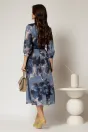 Rochie DY Fashion midi bleumarin din voal satinat cu imprimeu, 2, dyfashion.ro