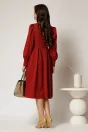 Rochie DY Fashion midi bordo cu decolteu in V si pliuri pe fusta, 2, dyfashion.ro