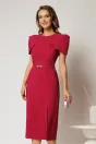 Rochie DY Fashion midi fucsia de ocazie cu umeri bufanti si cordon detasabil, 1, dyfashion.ro